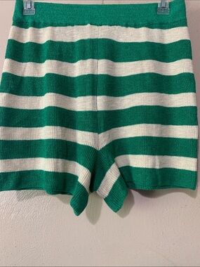 FP Beach size L Green & Cream Striped Knit Top